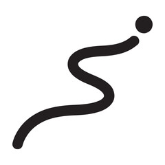Fototapeta premium Wavy path line with a circular point on a white background, for navigation