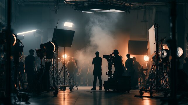 Studio Set: Professional Filmmaking with Lighting, Cameras and Crew