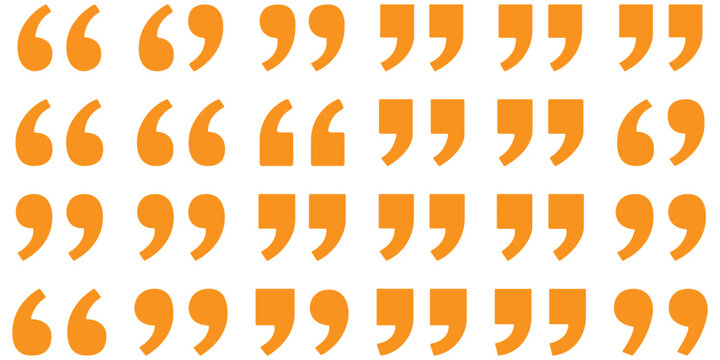 Set of quote mark, quotes icon, sign, symbol, emblem. Ditto marks icon set. Quotation marks. Dialogue discussion symbol for UI UX, website, mobile app