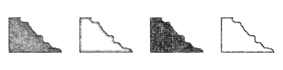 Fototapeta premium Sketch monochrome Gregory, South Dakota outline map design set