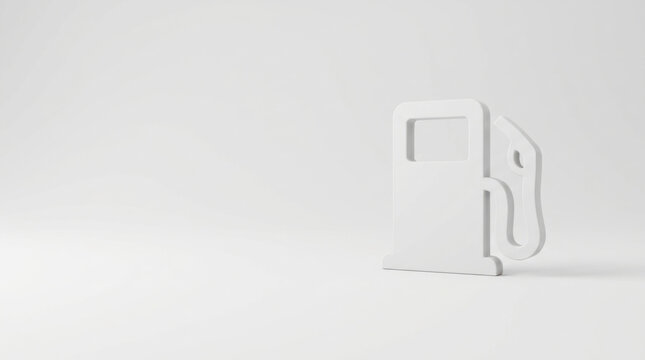 Minimalist petrol pump icon in white with clean design on plain background, symbolizing fuel and energy concept