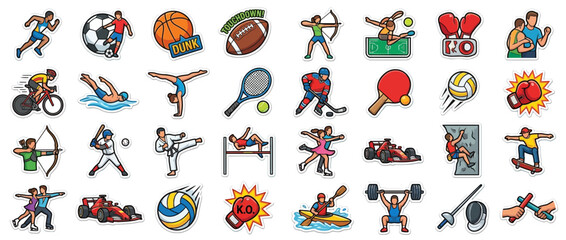Naklejka premium Diverse Sports Icons Collection Isolated Transparent Background