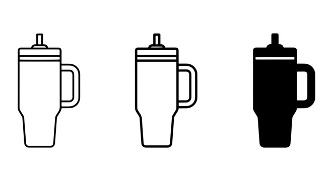 Sleek Tumbler Icons, Insulated Cup Graphics, Travel Mug Vector Set, Beverage Container Illustrations