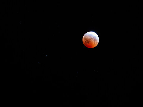Lunar Eclipse Over Maine Night Sky