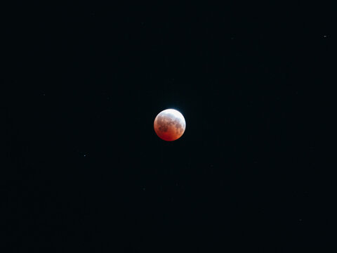 Lunar Eclipse Over Maine Night Sky