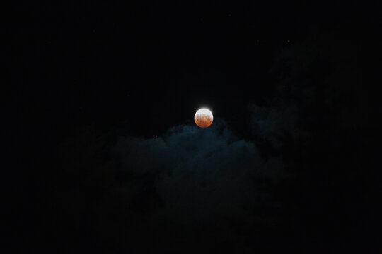 Lunar Eclipse Over Maine Night Sky