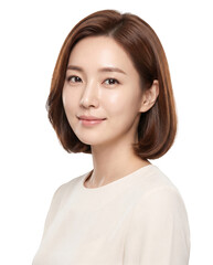 Fototapeta premium Cosmetic beauty, beautiful young asian woman portrait isolated on transparent background.