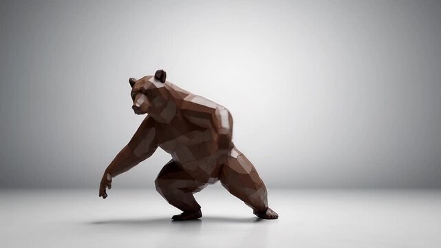Large Brown Bear Standing Up Isolated on White Studio Background