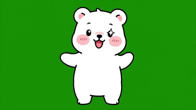 Cute Cartoon Polar Bear Green Screen Chroma Key Animation
