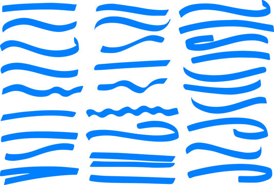 Blue Hand Drawn Wavy Lines PNG Isolated on Transparent Background for Decorative Design, Patterns, Borders, and Creative Graphics