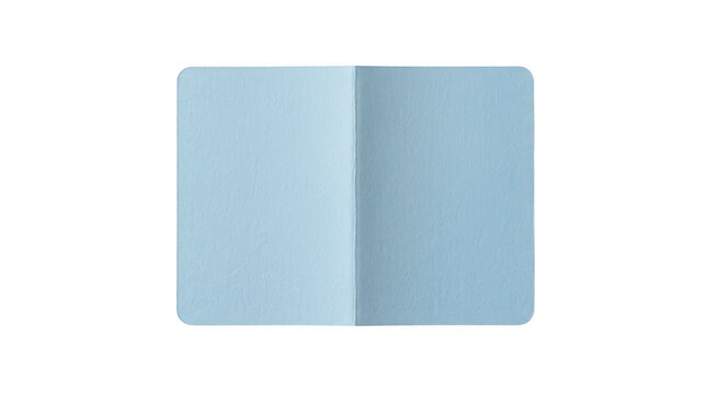 Light blue passport or notebook mockup with rounded corners isolated on transparent background