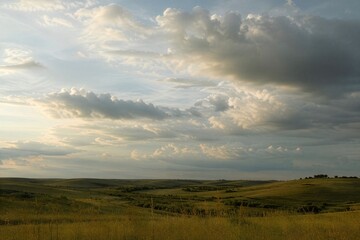 Obraz premium rolling midwest prairie with dramatic clouds