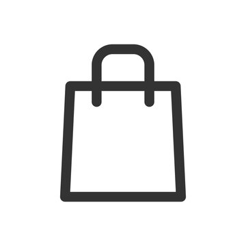 Shopping bag linear vector icon. Paper bag, retail purchase, and e-commerce store concept symbol isolated on white background.