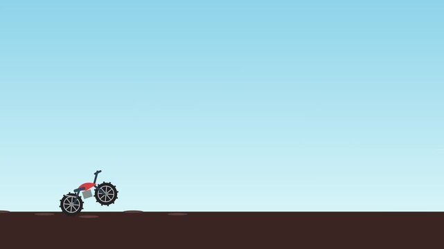 2D Animated Adventure Dirt Bike Jumping on Flat Background 4K 60fps 16:9 Aspect Ratio Canvas Style