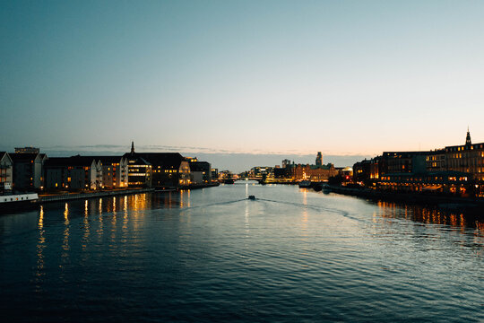 View of Copenhagen at night from Inderhavnsbroen