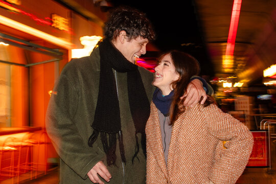 Cute happy couple flash portrait