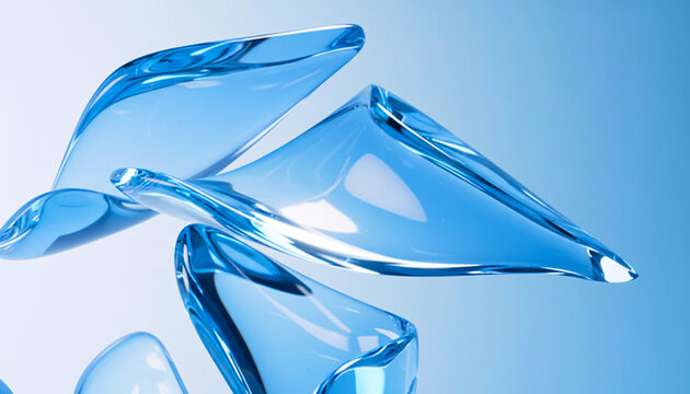 Abstract Blue Glossy Organic Shapes Background