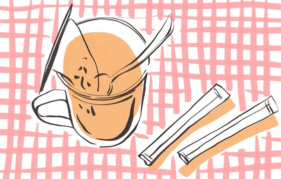 Tea Cup and Sugar Packets