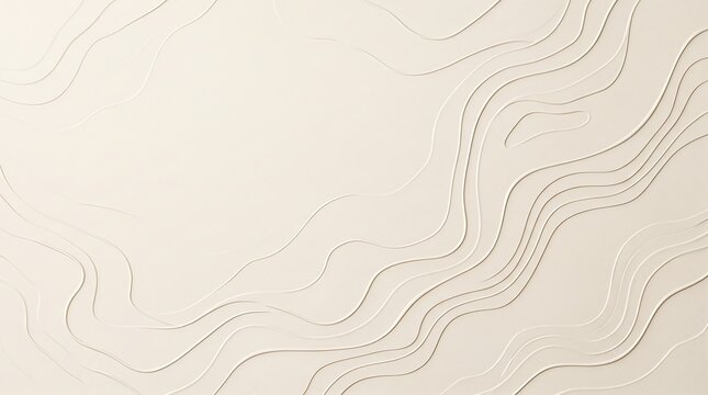 Minimalist abstract 3D white wavy background, textured topography lines pattern, clean modern geometric shape, off-white smooth artistic design