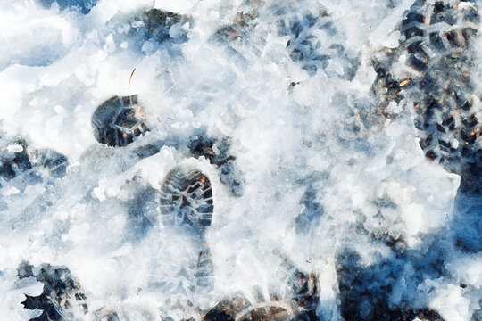 Boot Prints in Snow