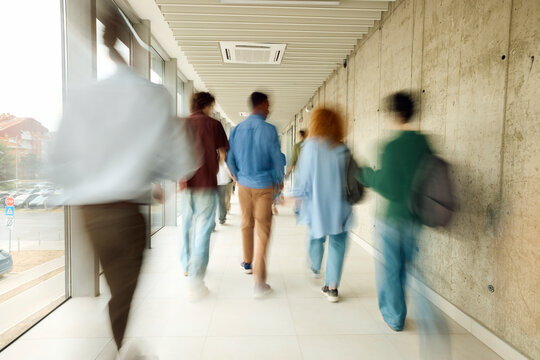 Students move through the university
