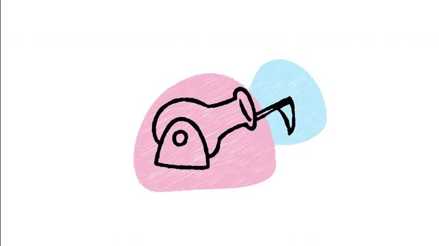 An animated hand-drawn cannon ready for a military salute with a small American flag attached. Ideal for Independence Day celebrations, patriotic history, 4th of July events, and national pride. 