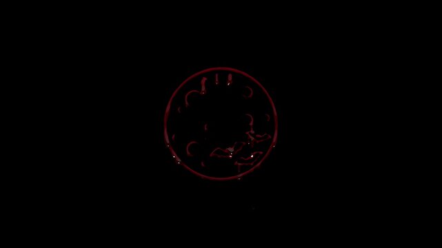 Red Clock: Dark Horror Timepiece Silhouette and Gothic Motion Graphics Background