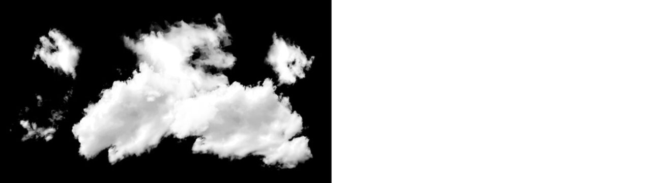 White clouds on a black background isolated on transparent background