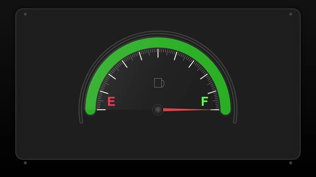 Bus Fuel Gauge Indicator Animation on Canvas Background 4K 60fps 16:9 Aspect Ratio Motion Graphics