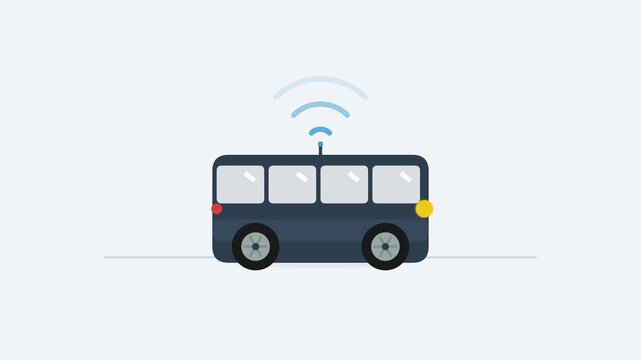 High Speed Wireless Wi-Fi Internet Connection Symbol inside Modern Public Bus Transport 60fps 4K