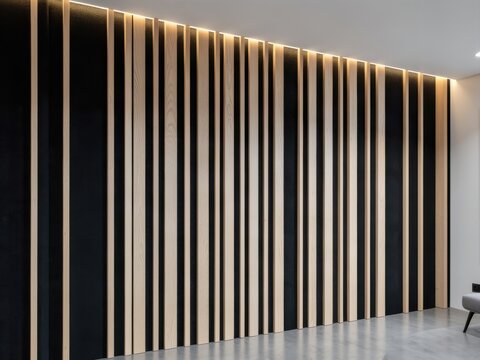 Modern Oak Wood Acoustic Slat Wall Panel with LED Lighting