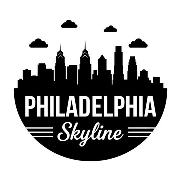 Philadelphia skyline logo with clouds