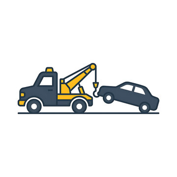 Tow Truck Hauling Car Vector Illustration