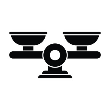 Black vintage weight scale icon for kitchen balance, cooking, and laboratory measurement