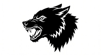 Obraz premium Silhouette of an angry wolf head growling vector illustration