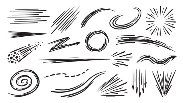 Manga Speed Line Doodles for Comic Action Effects