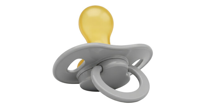 Grey baby pacifier for newborn isolated on transparent background