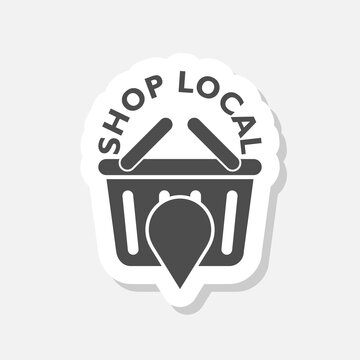 Shop local sign icon sticker isolated on gray background