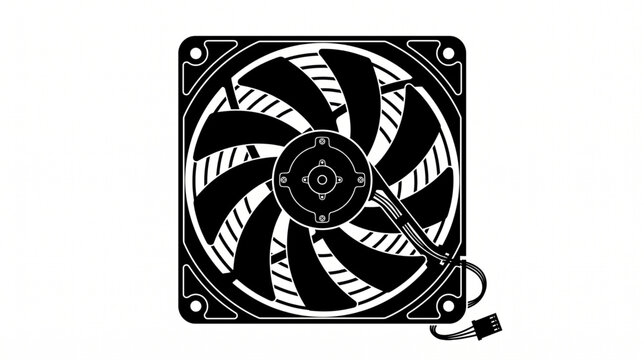 Silhouette of a computer cooling fan vector illustration