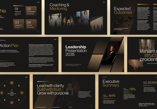Leadership Presentation Template for Executive Coaching Deck, Motivational Speaking & Business Strategy Presentations