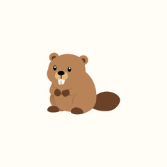 Fototapeta premium Cute Beaver Cartoon Vector, Forest Animal Character