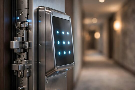 Digital Keypad On Door Modern Indoor Setting
