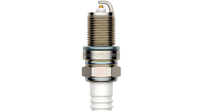 Automotive spark plug ignition component for internal combustion engines isolated on a clean professional transparent background