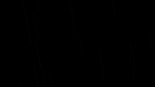 cinematic rain drops falling animation for overlay 4k video on black background