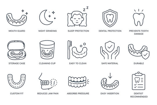 Night Guard for Teeth Grinding and Bruxism Dental Protection Icons