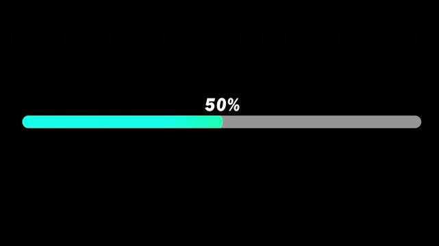loading data bar percentage tracking with bar color gradient on transparent background, 4k video