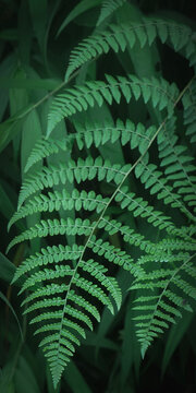Tropical Fern Frond Close-Up in Neotropical Rainforest Understory