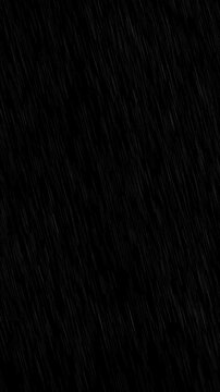 vertical video natural cinematic realistic heavy rain overlay 4k in black background