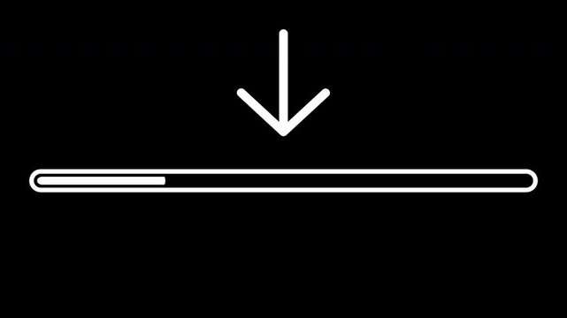 loading downloading bar white animation with icon sign download position animation looping on transparent background, 4k video