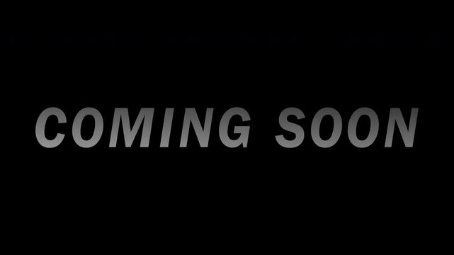 coming soon text cinematic display for teaser trailer announcements and product marketing reveals animation on transparent background, 4k video